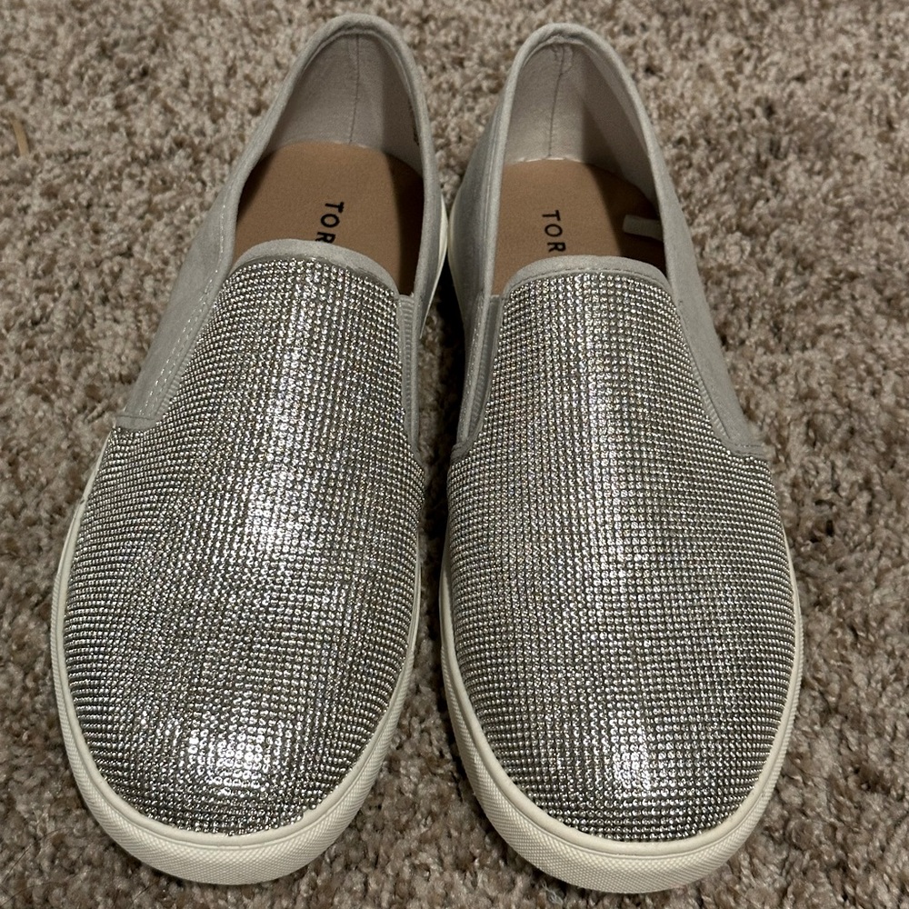 Torrid silver sparkly slip on’s